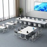 Ptosziav Conference Room Table Set of 4, Folding Conference Table Flip Top Mobile Training Table, Office Foldable Meeting Table Seminar Table Conference Room Tables with Wheels (140x60x75cm) Ptosziav