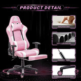AA Products Gaming Chair Ergonomic High Back Computer Racing Chair Adjustable Office Chair with Footrest, Lumbar Support Swivel Chair - WhitePink AA Products Inc.