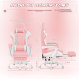 Homall Gaming Chair, Computer Chair with Footrest and Massage Lumbar Support, Ergonomic High Back Video Game Chair with Swivel Seat and Headrest (Pink) Homall