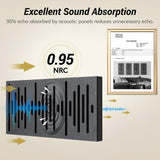 TONOR 4-Pack Acoustic Wood Wall Panels, 23.6” * 11.8” * 1.9” 3D Self-adhesive Wall Panel, Three-layer Soundproof Tiles for Echo Absorbtion, Acoustical Barrier of Polyester Fiber, wood, Black Wood TONOR