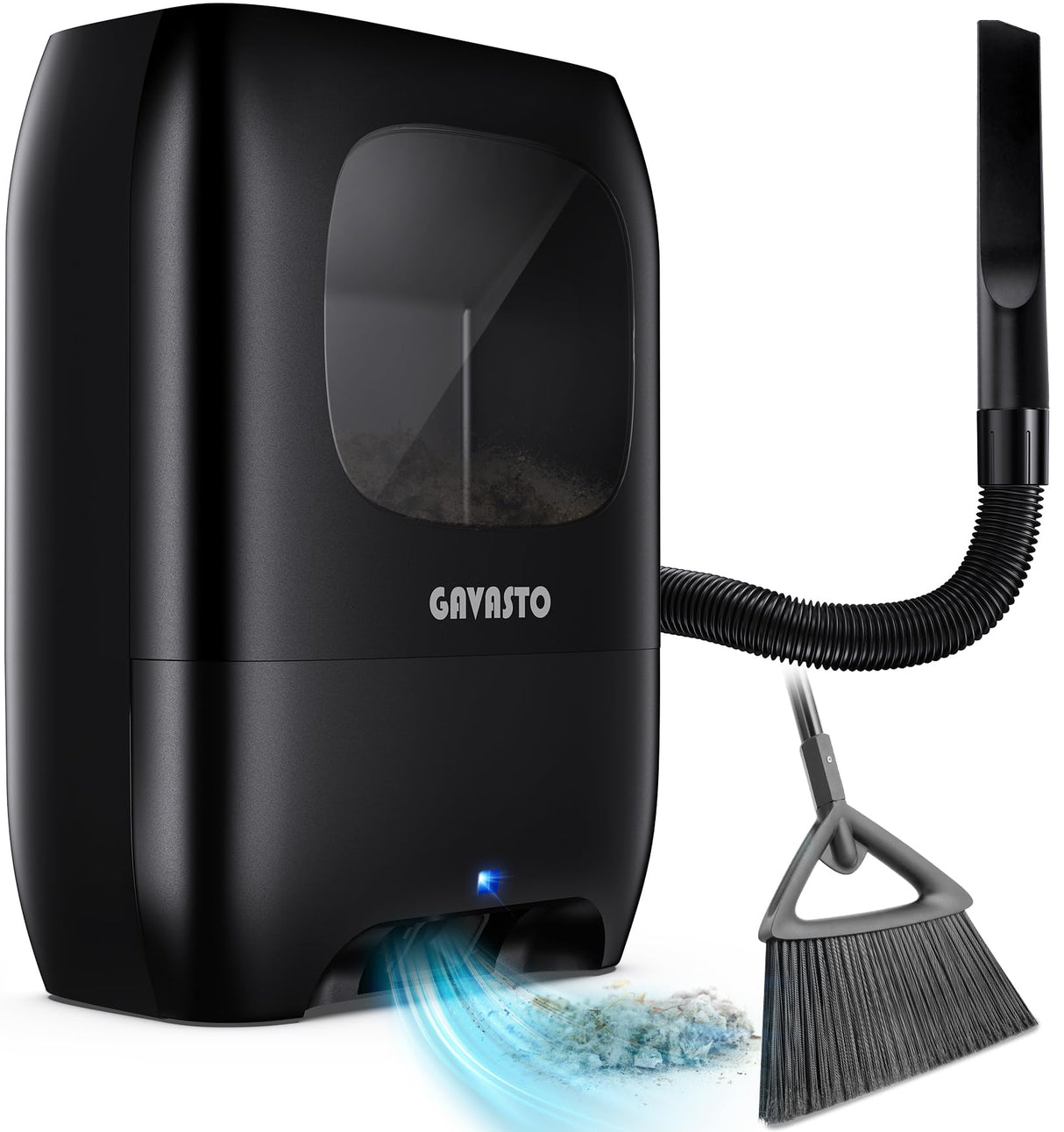 GAVASTO Pro Touchless Vacuum Automatic Dustpan - Ultra Fast & Powerful - Great for Sweeping Salon Pet Hair Food Dirt Kitchen, Canister Vacuum Cleaner Trash Can, Bagless, Auto Sensors, 1500 Watt-Black GAVASTO