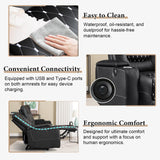 ANJ Recliner Sofa,Power Reclining Couch with USB Ports and Cup Holders - Overstuffed Electric Living Room Seating PU Leather Recliner Sofa Set with Hidden Arm Storage, Easy to Clean (Black) ANJ