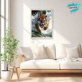 KEYIFA 5D Diamond Art Tiger, DIY Diamond Painting Kits for Adults, Round Full Drill, Tiger Diamonds Dots Mosaic Painting, Crystal Gem Arts Craft for Home Wall Decor 12x16 in KEYIFA