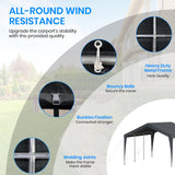 Carport 10x20 Heavy Duty Portable Garage,Galvanized Frame Carport Canopy,Portable Garages and Shelters with 8 Leg&4 Wind Rope,Car Tent Garage with All-Season Tarp for Boat Truck Bike,Without Sidewall BUPPLEE