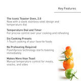 Panasonic FlashXpress Toaster Oven with Double Infrared Heating, 6 Auto Cook Options and Dial Temperature Control, 4-Slice Small Toaster Oven, 1300 Watts, PFAS-free - NB-G200P (Stainless Steel) Panasonic