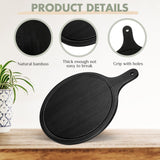 Geetery 3 Packs 12 Inch Black Wood Chopping Boards with Handle and Deep Juice Groove Small Bamboo Wooden Pizza Paddle Serving Boards Tray Charcuterie Geetery