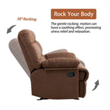 Ketaiyou Rocker Recliner Chair, Overstuffed Manual Rocking Recliner for Adults, Upholstered Comfy Soft Fabric Living Room Reclining Sofa Chair (Brown Fabric) Ketaiyou