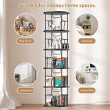 VYRIVA 5 Tier Rotating Bookshelf Tower, 360° Display Round Bookcase, Floor Standing Corner Revolving Bookshelf Organizer Storage Rack for Home Study Office, Small Spaces VYRIVA