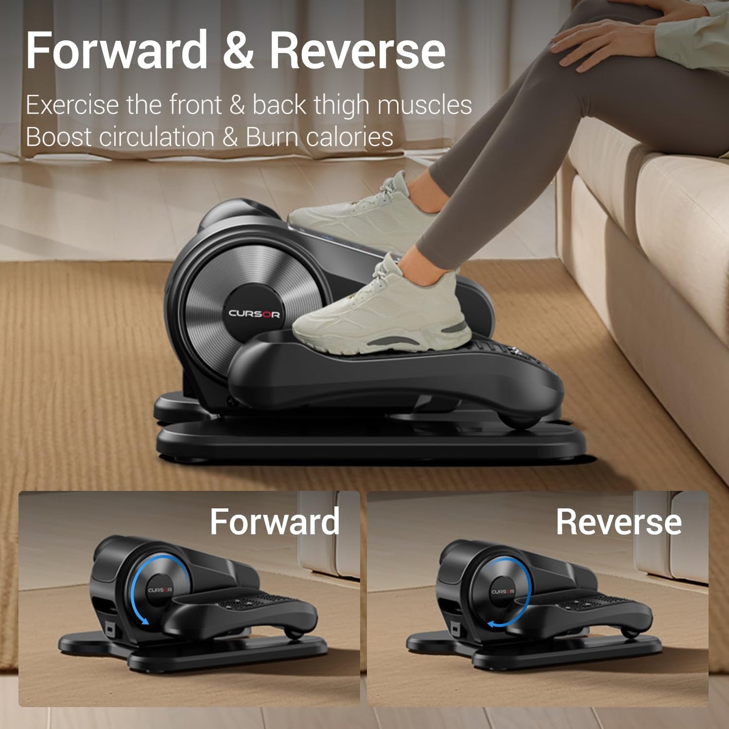 Under Desk Elliptical Machine, Electric Seated Pedal Exerciser, Mini Ellipse Leg Exerciser with Remoter, 12 Level Speeds, Forward & Reverse Direction, Manual & Auto Mode for Home Office