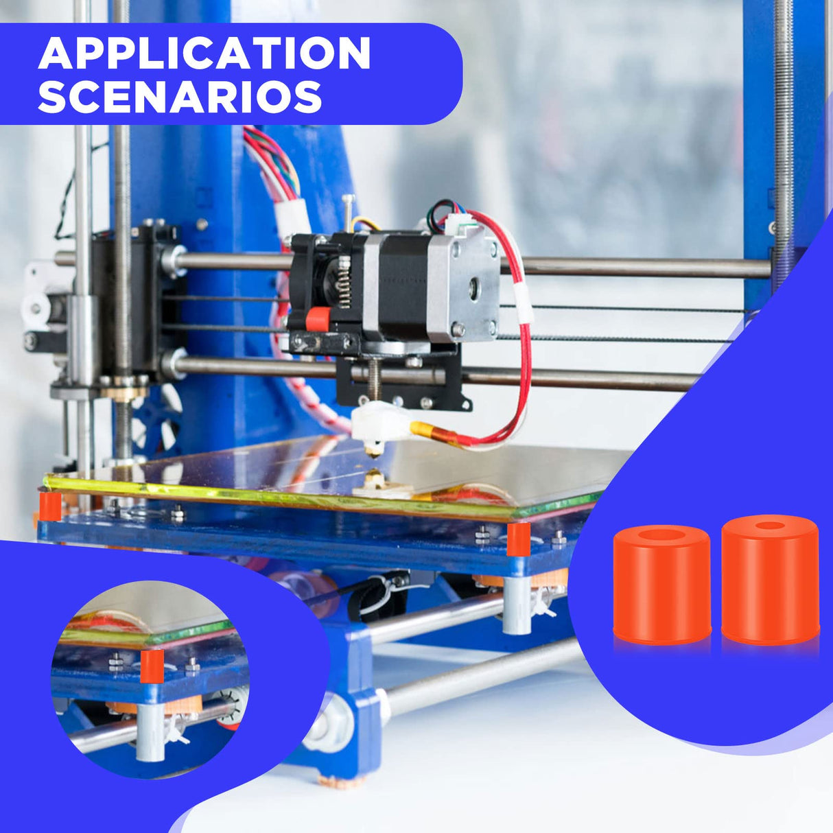 12 Pcs 3D Printer Heatbed Parts Silicone Leveling Solid Bed Mount Heat Resistant 3D Printer Parts Heat Buffer Silicone Heat Bed Parts Compatible with CR-10 Ender 3 Bottom Connect (Brown, 0.7 Inches) Tondiamo