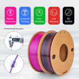 3Dgenius 3D Printer Filament Bundle Silk PLA Filament 1.75mm 3D Printing Filament Pack Silk PLA 3D Printer Filament Fit Most FDM Printers, 250g X 2 Spools, Rose Red Sky Blue Green, Red Black 3Dgenius