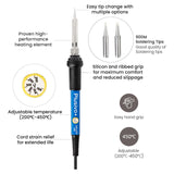 Soldering Iron Kit Electronics, Soldering Iron 60W Adjustable Temperature, Solder Wire, Wire Stripper, Desoldering Pump, Tweezers, Solder Tips, Mini Stand, Screwdrivers, Heatshrink Tubes from Plusivo Plusivo