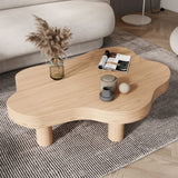 Cloud Shape Irregular Wood Coffee Table, Indoor Round Corner Thicken End Table, Cute Cartoon Accent Coffee Cocktail Center Table for Living Room Furniture(27.5" Lx18 Wx16 H, Natural) Topjia