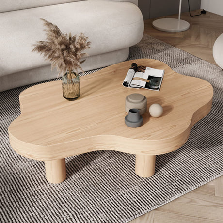Cloud Shape Irregular Wood Coffee Table, Indoor Round Corner Thicken End Table, Cute Cartoon Accent Coffee Cocktail Center Table for Living Room Furniture(27.5" Lx18 Wx16 H, Natural) Topjia