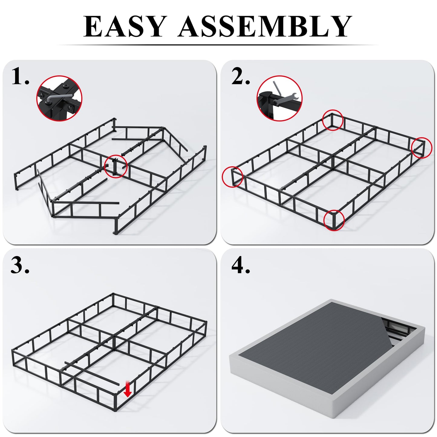 Vehowy 9 Inch Box Spring for King Bed,Heavy Duty Box Spring Mattress Foundation/Metal Bed Base/Noise Free/Non-Slip/Easy Assembly