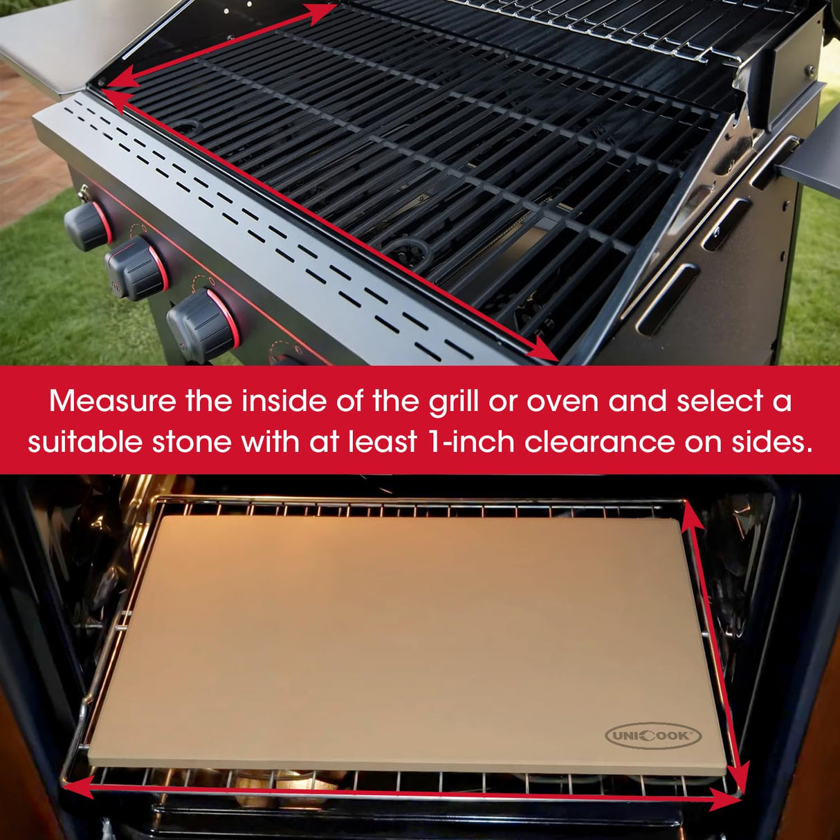 Unicook Extra Large Pizza Stone 24”x18” for 30” or Larger Standard Ovens, Durable Rectangular Baking Stone, Ideal for Baking Crispy Pizzas, Bread and Cookies, Not Fit for 24” and 27” Compact Ovens Unicook