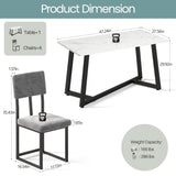 HUGROVE 5-Piece Dining Set, 47.24-Inch Faux Marble Dining Table Set for 4, Modern Minimalist Kitchen & Dining Room Set with Velvet Upholstered Chairs for Small Spaces, Apartments (Charcoal) HUGROVE