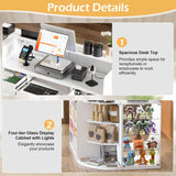 PAKASEPT Reception Desk with Counter for Retail & Checkout,Modern Front Reception Counter with Drawers & Open Shelves,L-Shaped Retail Counter with Storage for Countertop,Beauty Salon,Shop,Bar,White PAKASEPT