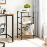 HOOBRO 3-Tier Bookcase, Tempered Glass Bookshelves, Record Storage Rack with Side Fence, Storage Shelves for Bathroom, Slim Shelving Unit for Living Room, Home Office, Black BK81CJ01 HOOBRO