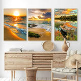 Diamond Painting Kits for Adults,3 Pack Sunset Ocean Diamond Art for Beginners, Diamond Round 5D Full Drill Paint with Diamonds Pictures Gem Art Painting Kits DIY Crafts Kits 12x16inch OFRKE