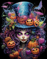 Tucocoo Paint by Number Gril Portrait with Hat DIY Painting On Canvas with Brushes Acrylic Paints Pumpkin Halloween Hocus Pocus Paint by Numbers for Adults Kids Students Beginner 16x20 Inch Frameless Tucocoo