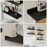 RICHER HOUSE 5 Set Floating Wall Mounted Shelves, Black Shelves for Wall Decor, Modern Picture Ledge Shelf with Lip for Storage, Nursery, Bedroom, Living Room, Bathroom - Black RICHER HOUSE