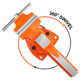 PONY Heavy Duty Bench Vise, 5-inch Jaw Width 7-inch Jaw Opening, 360-Degree Swivel Base with Anvil, Utility Combination Pipe Home Vise for Woodworking, One-Pair Vise Jaw Pad Included PONY