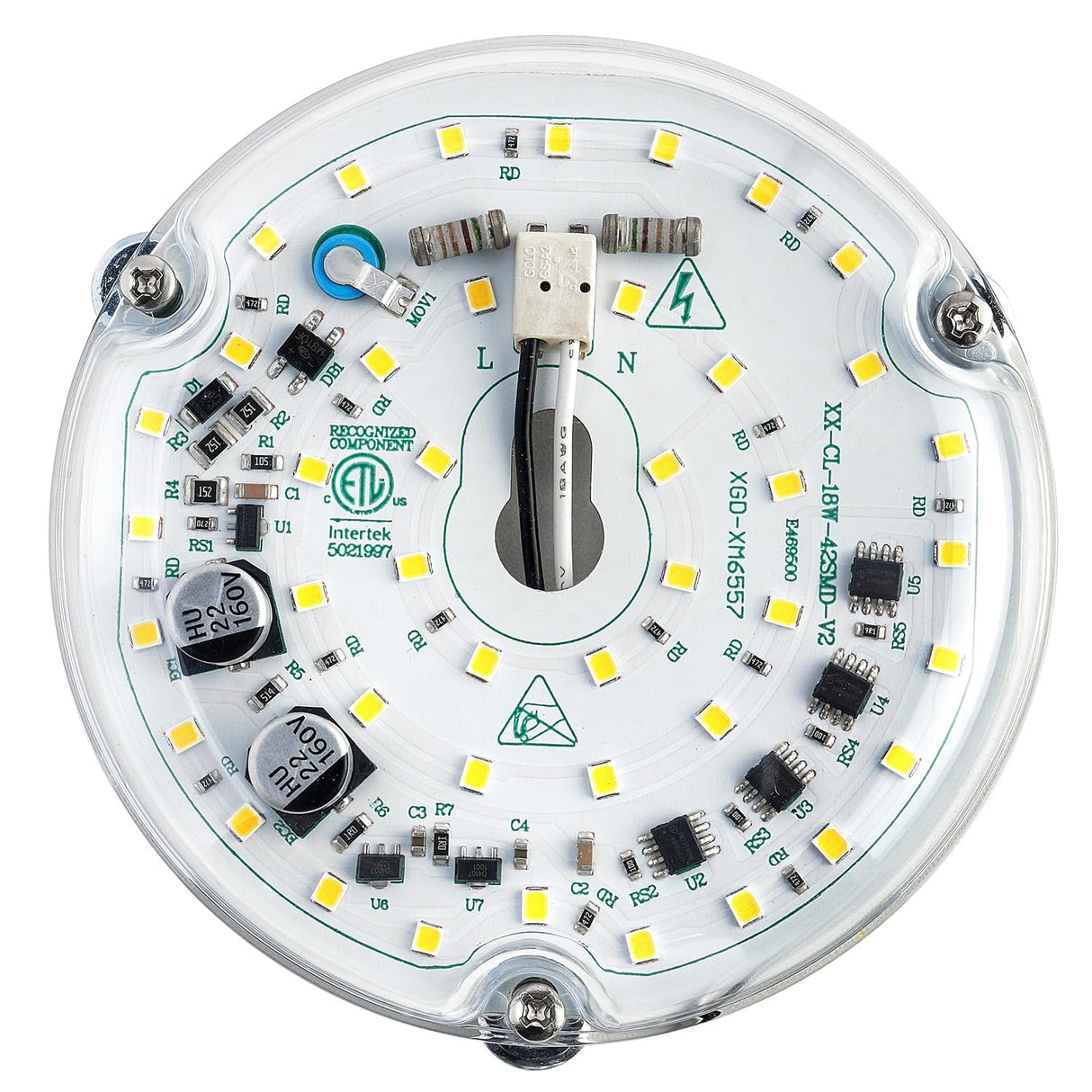 Ledytech 4 inch Retrofit Light Kit for Ceiling Fan Light Replacement Panel PCB 18W 6000K 2200LM 120V CRI90 Dimmable ETL (White 6000K) Ledytech