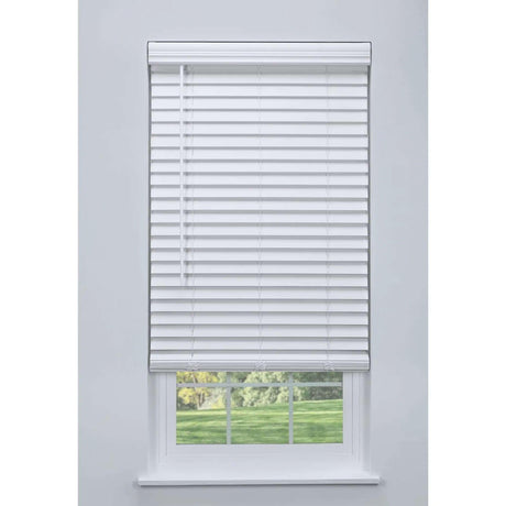 Linen AVENUE Cordless Faux Wood Blind White 26 W x 36 H, Flush Inside Mount (No Valance Side Pieces/Returns Included, Arrives ½ Inch Narrower) Linen AVENUE