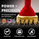 Grill Rescue BBQ Replaceable Scraper Cleaning Head, Bristle Free - Durable and Unique Scraper Tools for Cast Iron or Stainless-Steel Grates, Barbecue Cleaner (Grill Grate Brush with Scraper) Grill Rescue