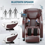 AVSAMOQ Massage Chair Full Body, Zero Gravity Massage Chair Recliner with Air Pressure, 8 Fixed Massage Rollers, Heating, Foot Roller, Bluetooth Speaker, for Home Office Men Women (Brown) AVSAMOQ