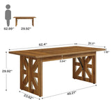 Tribesigns 62.4" Farmhouse Dining Table for 4-6 People, Rectangular Wooden Kitchen Dinner Table with Double Robust Pedestal for Dining Room, Living Room, Kitchen, Brown Tribesigns