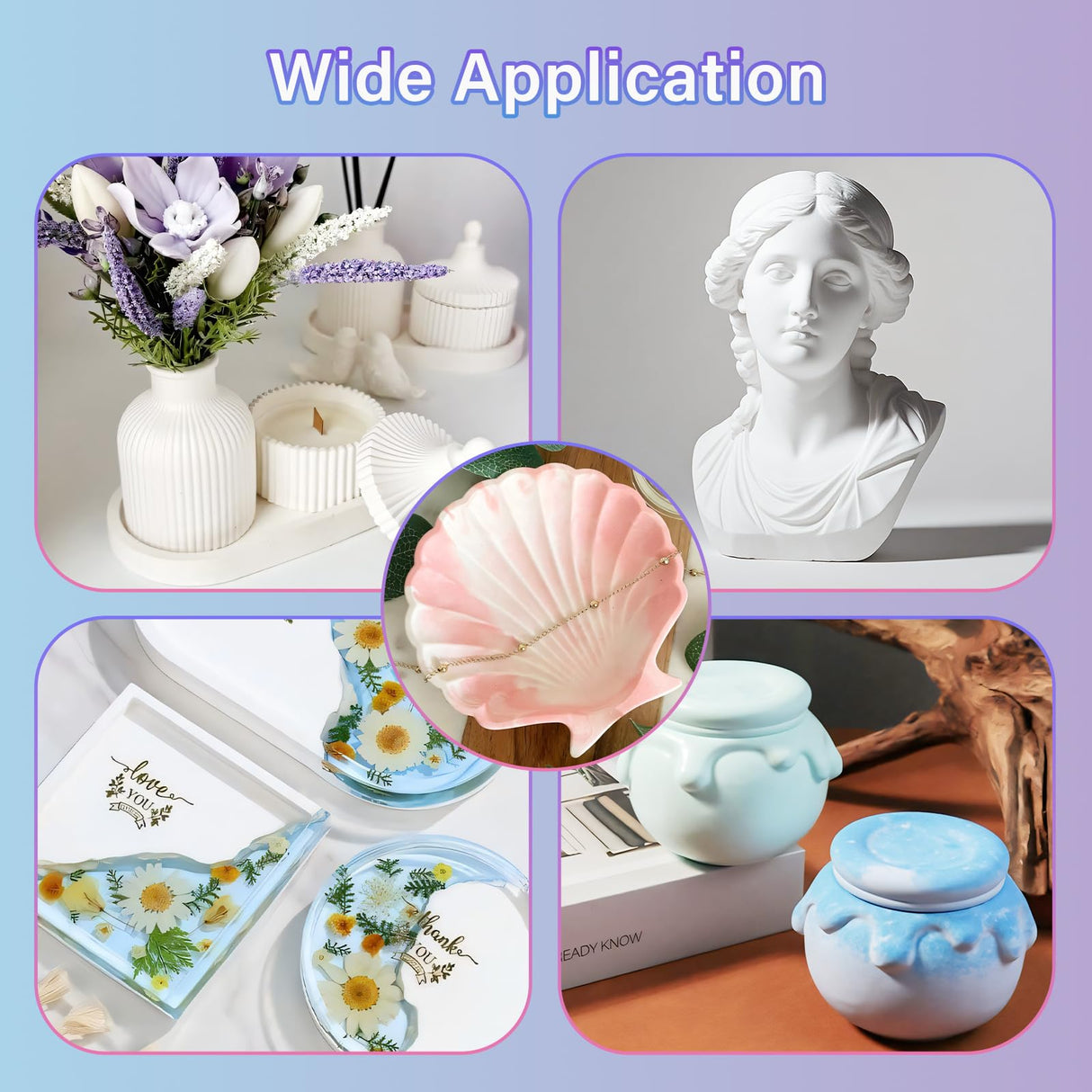 Eco Resin Casting Powder 1KG, 30 Minutes Demold Fast Curing Plaster of Paris, Plaster Powder Casting Kit for DIY Home Art Bond Craftor