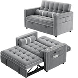 Pipishell 3 in 1 Convertible Sleeper Sofa Bed,Pull Out Couch for Living Room with USB Ports & Side Pockets,Adjustable Backrest,Velvet,Loveseat Sofa Bed,Futon Couches Pipishell