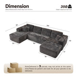 ovios Sectional Cloud Couch for Living Room, Modular Floor Sofa with Plush Corduroy, No Assembly Required, Big Comfy Couches Set with Fluffy Memory Foam, Stupendous U Shaped Sofas with Chaise, Grey ovios