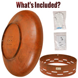 KOL 35" Dia. Heavy-Duty Fire Pit - Pre-Rusted Corten Steel Round Firepit Large Fire Bowl with Stand - Weathering Steel Wood Burning Fireplaces for Outside Backyard Deck Party Bonfire KOL