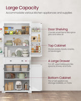 VASAGLE Kitchen Pantry Storage Cabinet - 71.9 Inch Tall Freestanding Cupboard with 1 Large Drawer, 6 Hanging Shelves for Dining Room, Living Room, VASAGLE