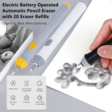 Electric Eraser Kit Automatic Pencil Eraser Battery Operated with 20 Eraser Refills Detailer Tool for Artists Sketching Pencils/Drafting Pencil/Graphite(Black) Walfront