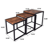 HAHRIR Nesting Table Set of 3 Side Tables, Modern Coffee Table Stacking End Table with Metal Frame，Brown HAHRIR