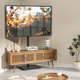 Rfiver Floor TV Stand with Wood Base for 32-60 inch Flat/Curved TVs up to 88 lbs, Swivel Height Adjustable TV Stand with Mount, Max VESA 400x400mm, Saving Space for Corner, Bedroom and Living Room Rfiver