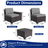 ASJMR Outdoor Patio Furniture Set, 12 Pieces Outdoor Sectional Furniture High Backrest Patio Sofa, All-Weather PE Rattan Patio Conversation Set with Coffee Table & Cushions(Grey). ASJMR