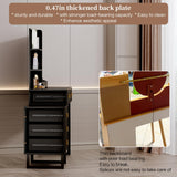 Large Vanity Desk with 3 Color Touch Screen Dimming Mirror, Vanity Desk with Charging Station, Modern Retractable Makeup Dressing Table, Vanity Table With storage shelves and 5 Sliding Drawers, Black YYJ