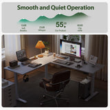 Agilestic L Shaped Standing Desk Adjustable Height, Electric Corner Standing Desk, 63 x 55 inch Sit Stand Computer Table with Splice Board, White Agilestic