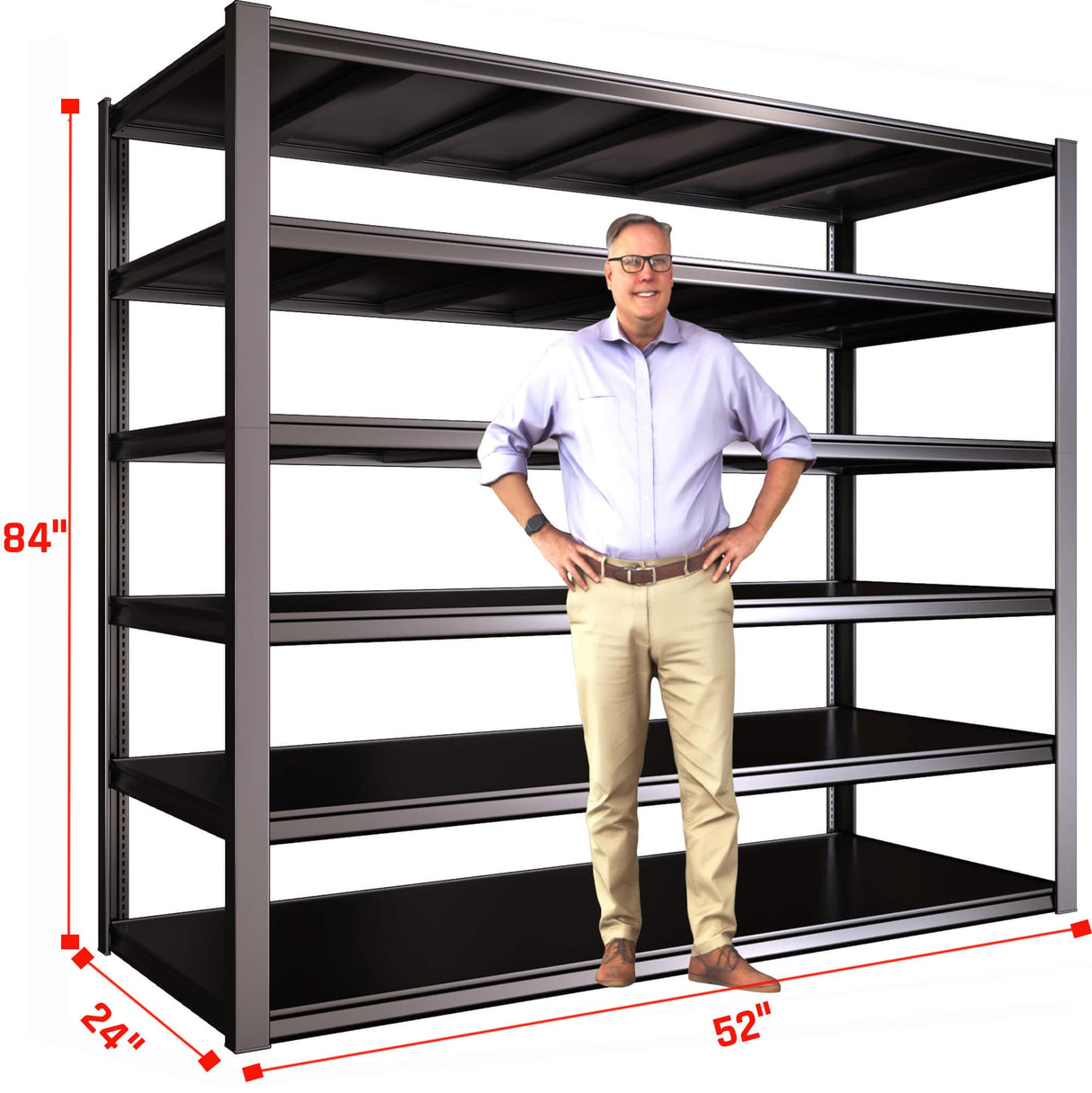PMKES 52" W Garage Shelving Heavy Duty, Garage Storage Shelves 3500LBS Adjustable 6 Tier Metal Shelving Unit for Storage Rack, 84" H Industrial Storage Rack Shelf PMKES