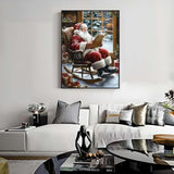Christmas Diamond Art Kits for Adults, Diamond Painting Kits for Santa Claus is Reading a Book, 5D DIY Full Round Drill Diamond Dot Painting Gem Art Kits for Adult Home Wall Decor 12 X 16 Inch GEMFAMILY