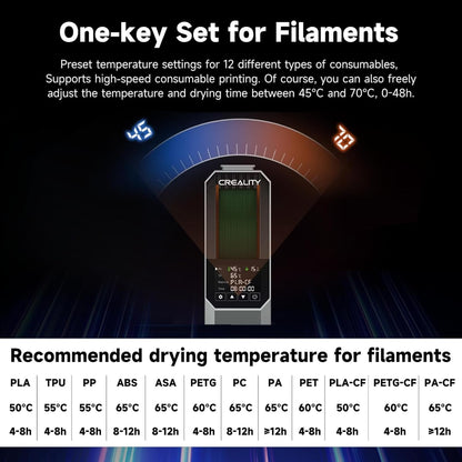 Creality Space PI Filament Dryer Box, 3D Printing Filament Storage with Built-in Fan, 3.7” Touch Screen, 360℃ PTC Heating, Upgrade Dehydrator Storage Box for 1.75/2.85mm PLA/PETG/ABS/Nylon - WoodArtSupply