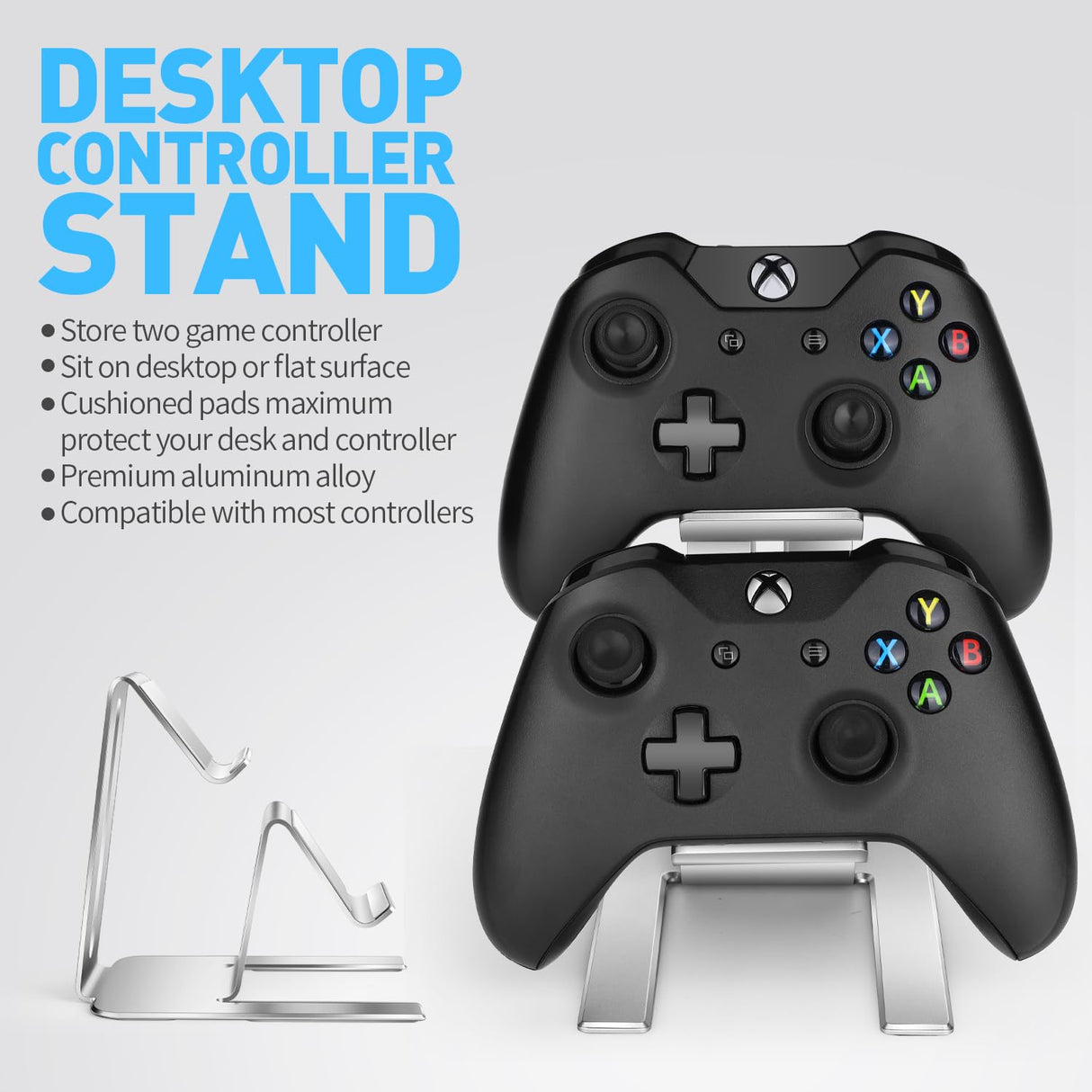 Controller Holder – 2 Tier Universal Aluminum Display Stand Accessories PC Gaming Desk Decor Stuff Gamer Gifts for Xbox Series X S, Elite 2, PS5, PS4, PS3, Switch Pro and Almost All Controller Niubixx