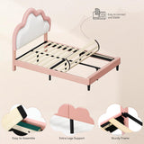 YITAHOME Full Size Bed Frame, LED Bed with PU Faux Leather Adjustable Cloud Headboard, Platform Upholstered Bed Frame with Wooden Slats Support, No Box Spring Needed, Easy Assembly, Pink YITAHOME