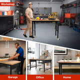 MUWOOD 48" L×24”W Adjustable Workbench with Wheels, 28”-40”Height Heavy Duty Table 2000 LBS Load Capacity, Work Bench with Power Outlet & Pegboard, Rubber Wood Work Table for Garage, Office, Workshop MUWOOD