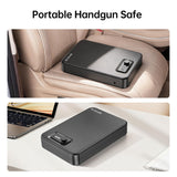 Portable Gun Safe for Pistol Small Handgun Lock Box with Combination Lock, Pistol Safe for Car, Home, Travel, 9.4" x6.6" x1.8",Black MJ Storafe